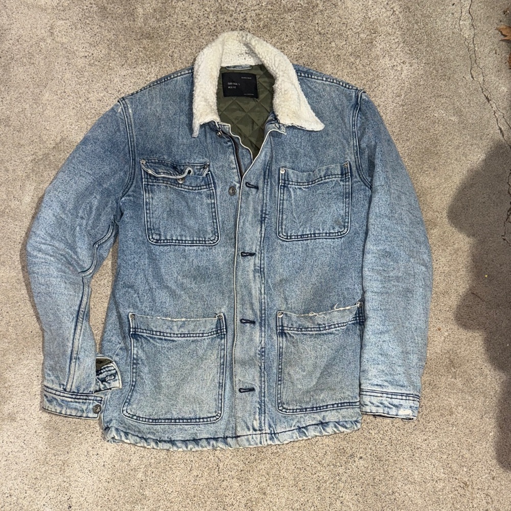 Zara Men’s Denim Sherpa Lined Jacket